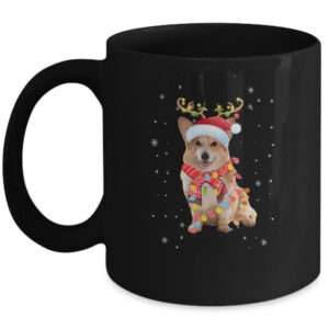 Funny Corgi Christmas Tree Santa Reindeer Pajamas Mug 11oz Mug Black 600x.jpg
