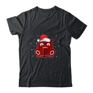 Red Plaid Hippopotamus Christmas Lights Santa Hat Pajamas Classic T Shirt Black 600x 1.jpg