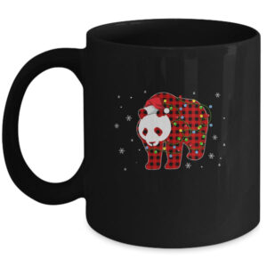 Red Plaid Panda Bear Christmas Lights Santa Hat Pajamas Mug 11oz Mug Black 600x 1.jpg