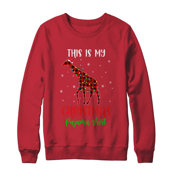 This Is My Christmas Pajama Shirt Giraffe Red Plaid Crewneck Sweatshirt Red 600x 1.jpg