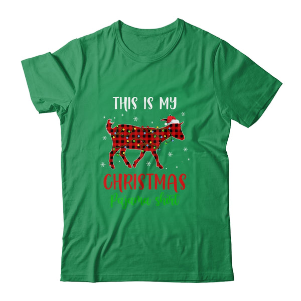 This Is My Christmas Pajama Shirt Goat Red Plaid Classic T Shirt Irish Green 600x.jpg