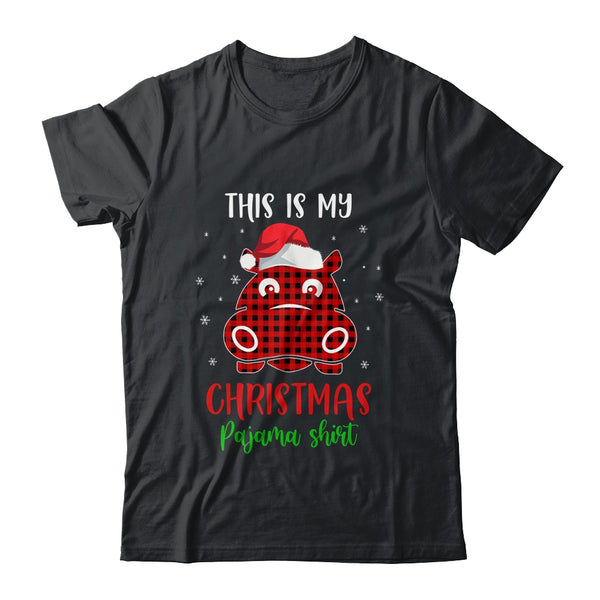 This Is My Christmas Pajama Shirt Hippopotamus Red Plaid Classic T Shirt Black 600x 1.jpg