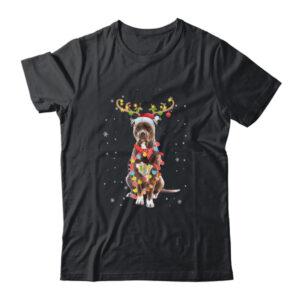 Funny Pitbull Christmas Tree Santa Reindeer Pajamas Classic T Shirt Black 600x.jpg