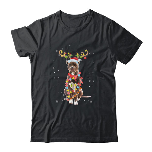 Funny Pitbull Christmas Tree Santa Reindeer Pajamas Classic T Shirt Black 600x.jpg