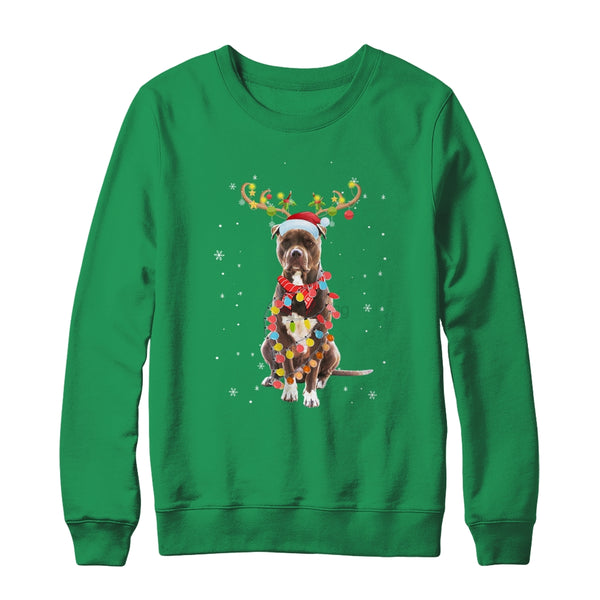 Funny Pitbull Christmas Tree Santa Reindeer Pajamas Crewneck Sweatshirt Irish Green 600x.jpg