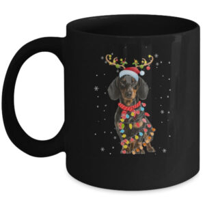 Funny Dachshund Christmas Tree Santa Reindeer Pajamas Mug 11oz Mug Black 600x 1.jpg