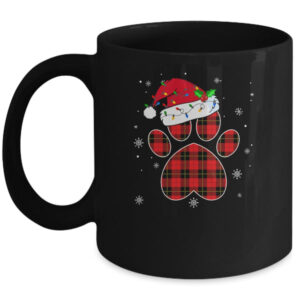 Buffalo Plaid Christmas Paw Dog With Santa Hat Lights Gift Mug 11oz Mug Black 600x.jpg