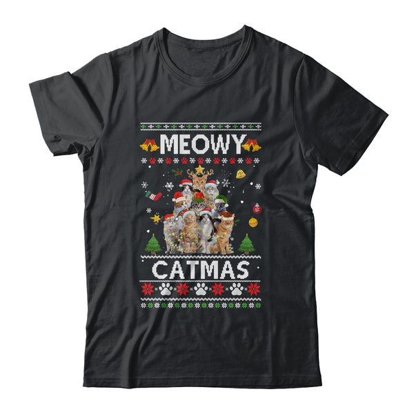 Meowy Catmas Ugly Christmas Tree Funny Xmas Cat Sweater Gift Classic T Shirt Black 600x.jpg