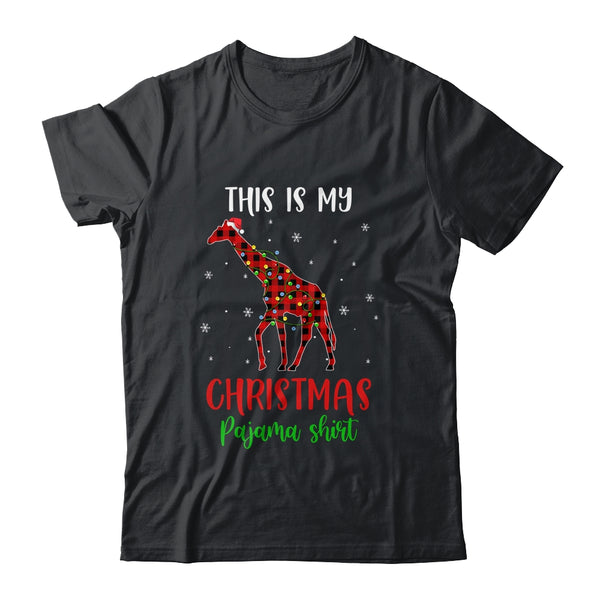 This Is My Christmas Pajama Shirt Giraffe Red Plaid Classic T Shirt Black 600x 2.jpg