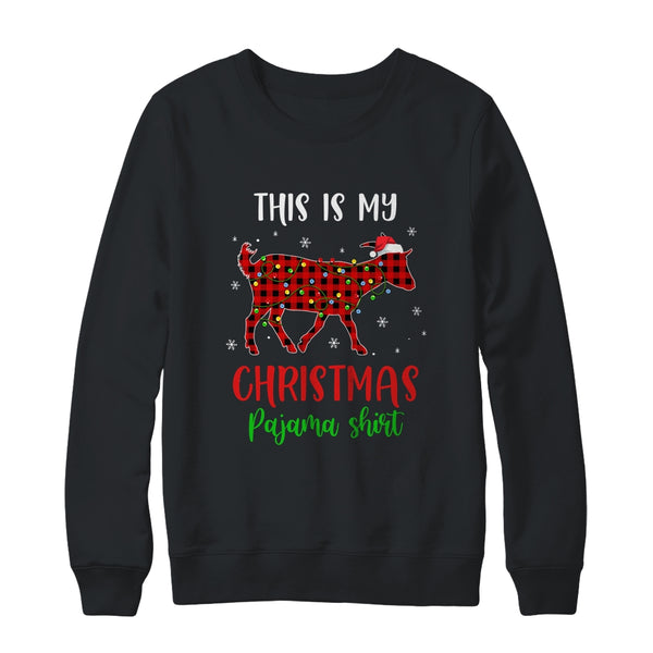 This Is My Christmas Pajama Shirt Goat Red Plaid Crewneck Sweatshirt Black 600x 1.jpg