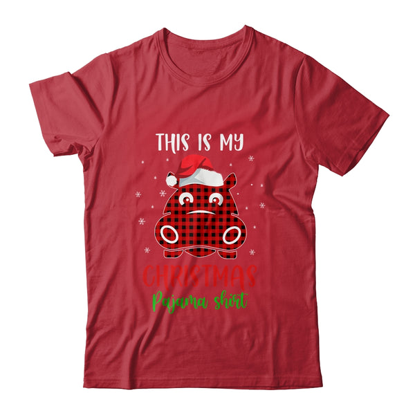This Is My Christmas Pajama Shirt Hippopotamus Red Plaid Classic T Shirt Red 600x 2.jpg