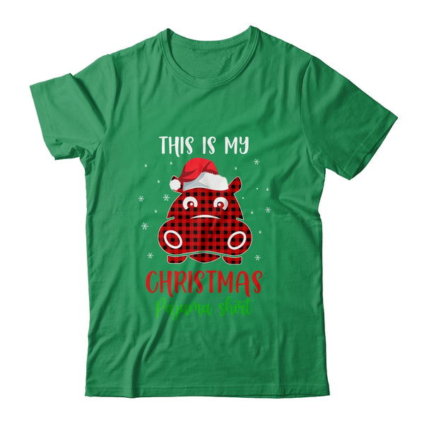 This Is My Christmas Pajama Shirt Hippopotamus Red Plaid Classic T Shirt Irish Green 600x 2.jpg