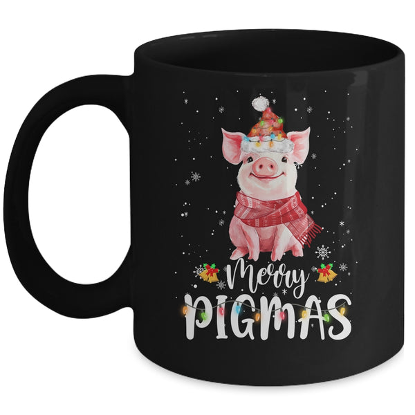 Merry Pigmas Funny Pig Christmas Pajama For Pig Lover Mug 11oz Mug Black 600x 1.jpg