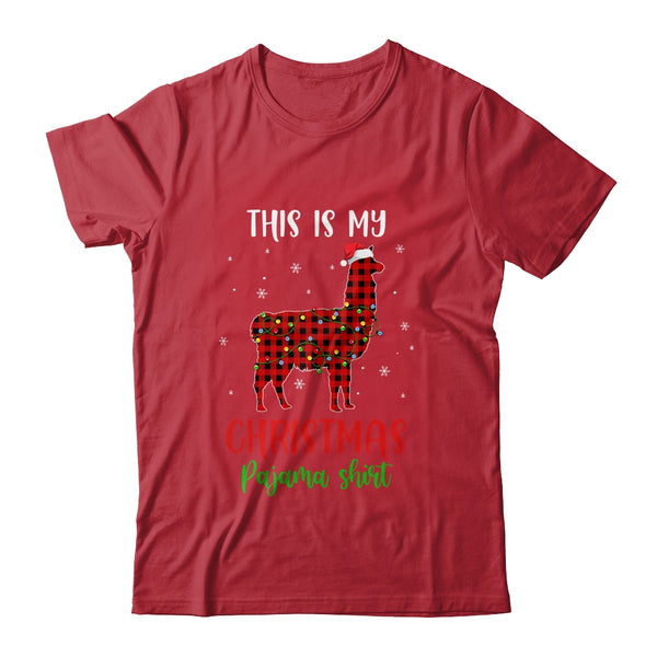 This Is My Christmas Pajama Shirt Llama Red Plaid Classic T Shirt Red 600x 2.jpg