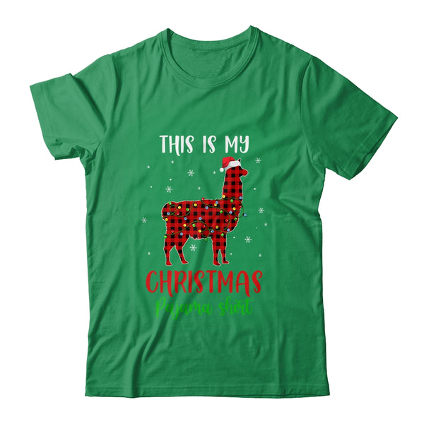 This Is My Christmas Pajama Shirt Llama Red Plaid Classic T Shirt Irish Green 600x 2.jpg