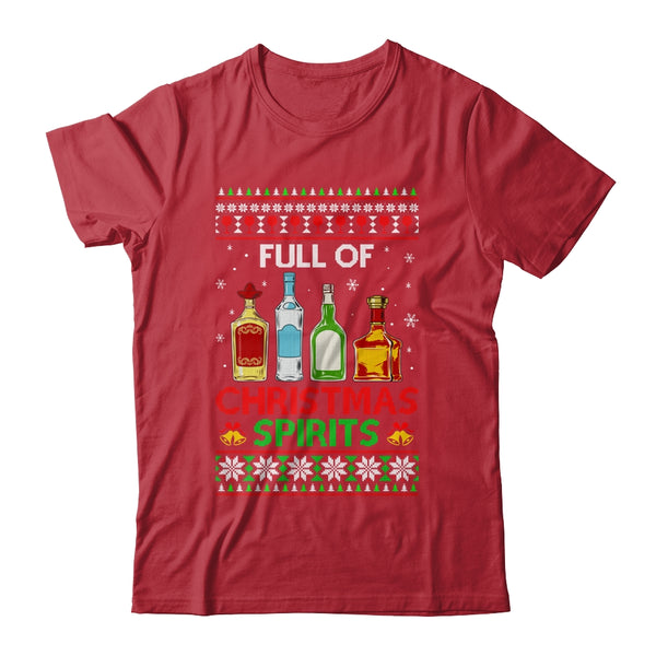 Full Of Christmas Spirits Funny Drinking Ugly Xmas Sweater Classic T Shirt Red 600x.jpg
