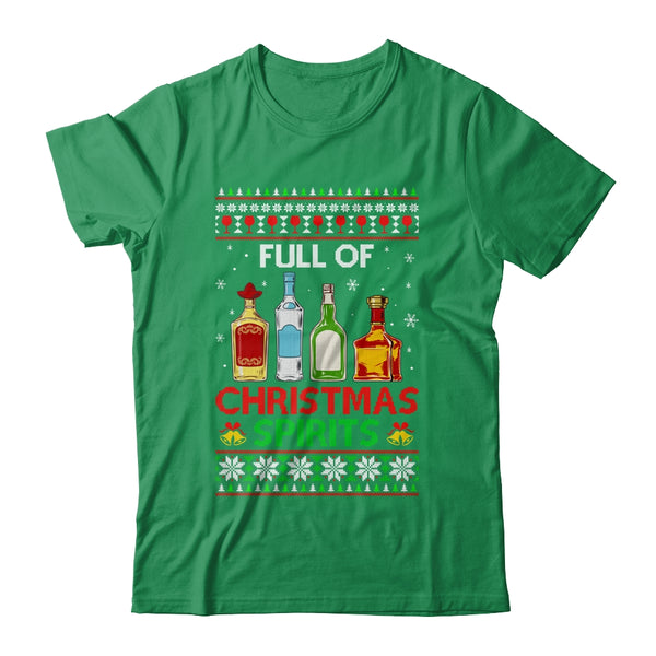 Full Of Christmas Spirits Funny Drinking Ugly Xmas Sweater Classic T Shirt Irish Green 600x.jpg