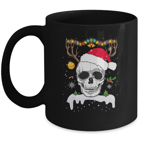Skull Reindeer Christmas Funny Skulls Santa Hat Reindeer Mug 11oz Mug Black 600x.jpg