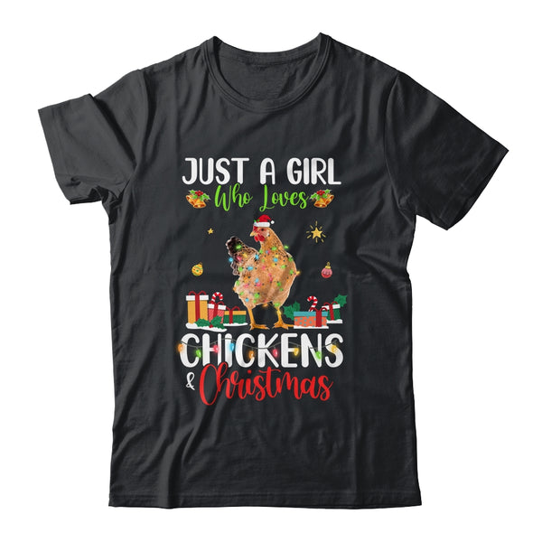 Just A Girl Who Loves Chickens And Christmas Funny Farmer Classic T Shirt Black 600x.jpg