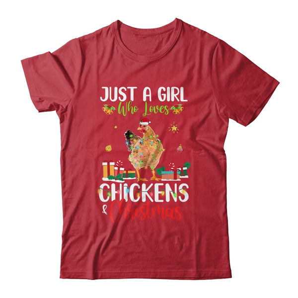 Just A Girl Who Loves Chickens And Christmas Funny Farmer Classic T Shirt Red 600x.jpg