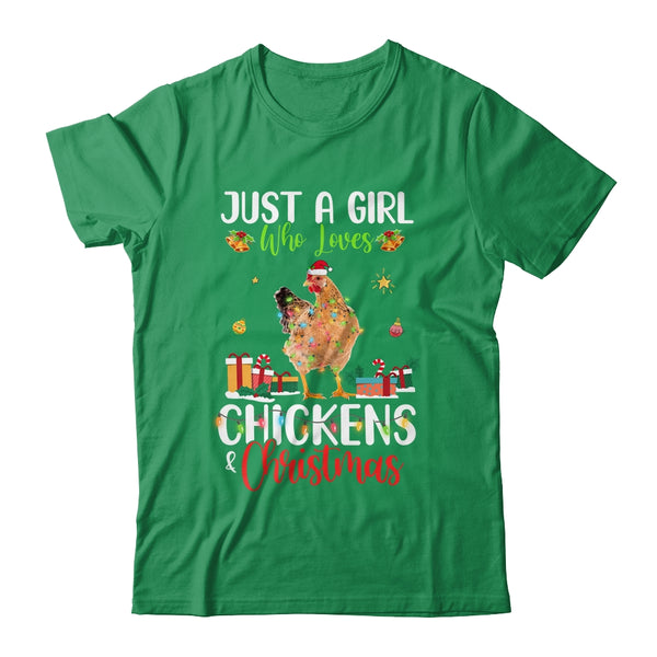 Just A Girl Who Loves Chickens And Christmas Funny Farmer Classic T Shirt Irish Green 600x.jpg