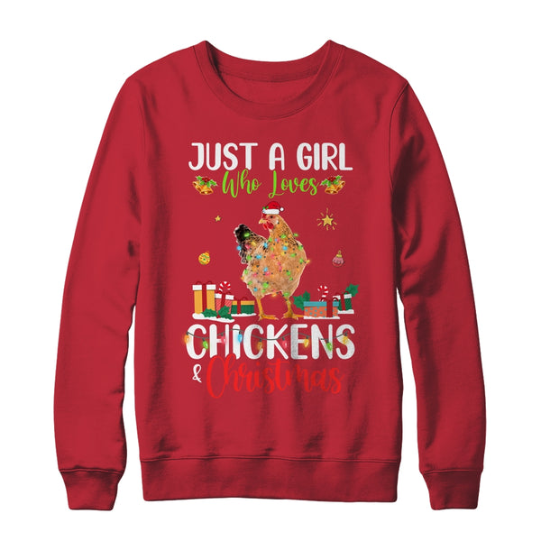 Just A Girl Who Loves Chickens And Christmas Funny Farmer Crewneck Sweatshirt Red 600x.jpg
