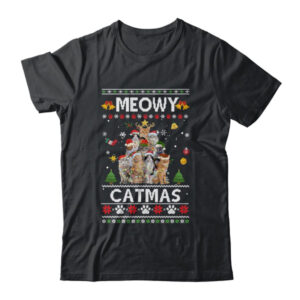 Meowy Catmas Ugly Christmas Tree Funny Xmas Cat Sweater Gift Classic T Shirt Black 600x 2.jpg