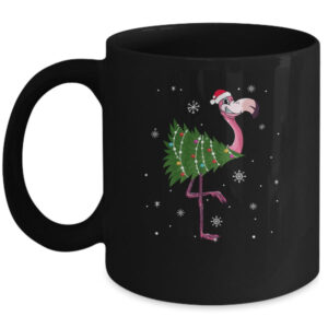 Funny Flamingo Christmas Tree Xmas Light Gift Mug 11oz Mug Black 600x.jpg