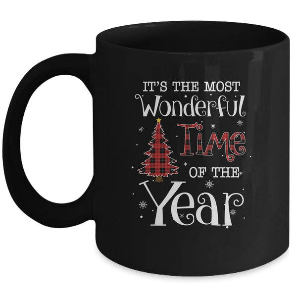 Its The Most Wonderful Time The Year Red Plaid Christmas Tree Mug 11oz Mug Black 600x.jpg