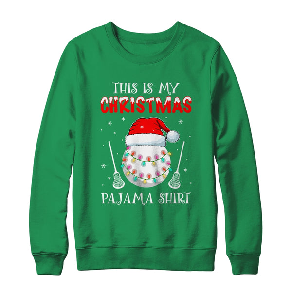 This Is My Christmas Pajama Shirt Gift For Lacrosse Lover Crewneck Sweatshirt Irish Green 600x.jpg
