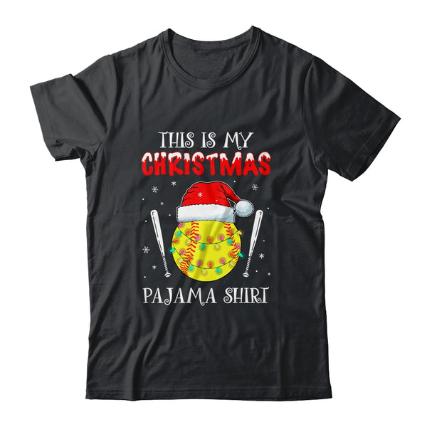 This Is My Christmas Pajama Shirt Gift For Softball Lover Classic T Shirt Black 600x.jpg
