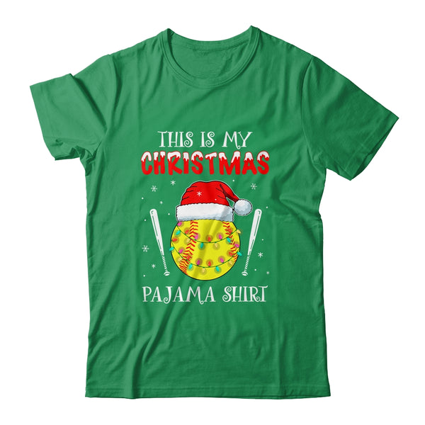 This Is My Christmas Pajama Shirt Gift For Softball Lover Classic T Shirt Irish Green 600x.jpg
