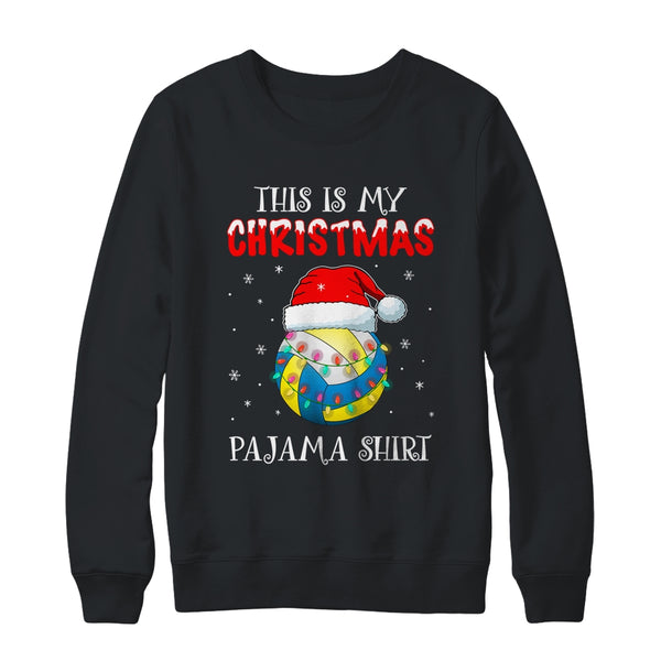 This Is My Christmas Pajama Shirt Gift For Volleyball Lover Crewneck Sweatshirt Black 600x.jpg