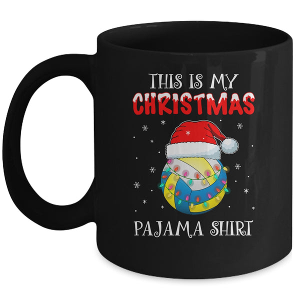 This Is My Christmas Pajama Shirt Gift For Volleyball Lover Mug 11oz Mug Black 600x.jpg