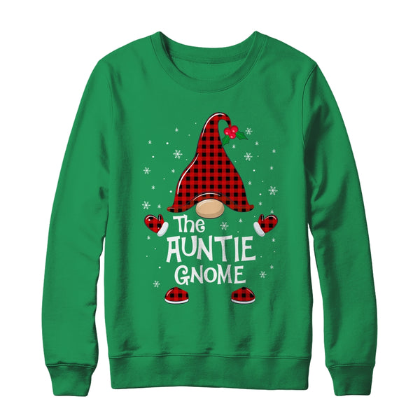 Auntie Gnome Buffalo Plaid Matching Christmas Pajama Gift Crewneck Sweatshirt Irish Green 600x.jpg