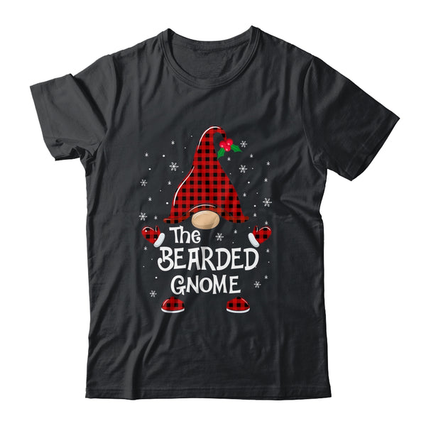Bearded Gnome Buffalo Plaid Matching Christmas Pajama Gift Classic T Shirt Black 600x.jpg