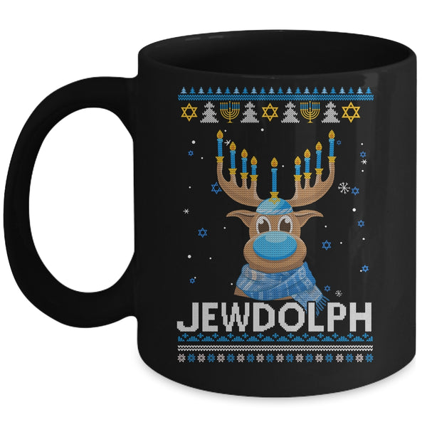 Reindeer Jewdolph Hanukkah Ugly Sweater Mug 11oz Mug Black 600x.jpg
