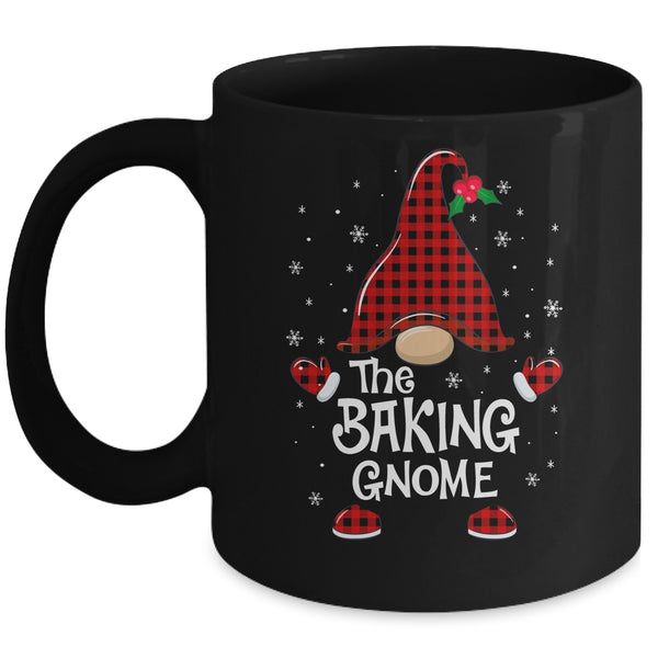 Baking Gnome Buffalo Plaid Matching Christmas Pajama Gift Mug 11oz Mug Black 600x.jpg