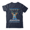 Reindeer Jewdolph Hanukkah Ugly Sweater Classic T Shirt Navy 600x.jpg