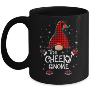 Cheeky Gnome Buffalo Plaid Matching Christmas Pajama Gift Mug 11oz Mug Black 600x.jpg