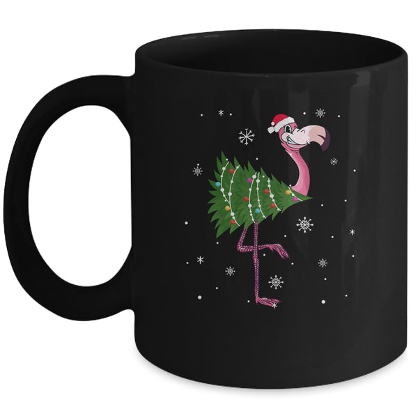 Funny Flamingo Christmas Tree Xmas Light Gift Mug 11oz Mug Black 600x 1.jpg