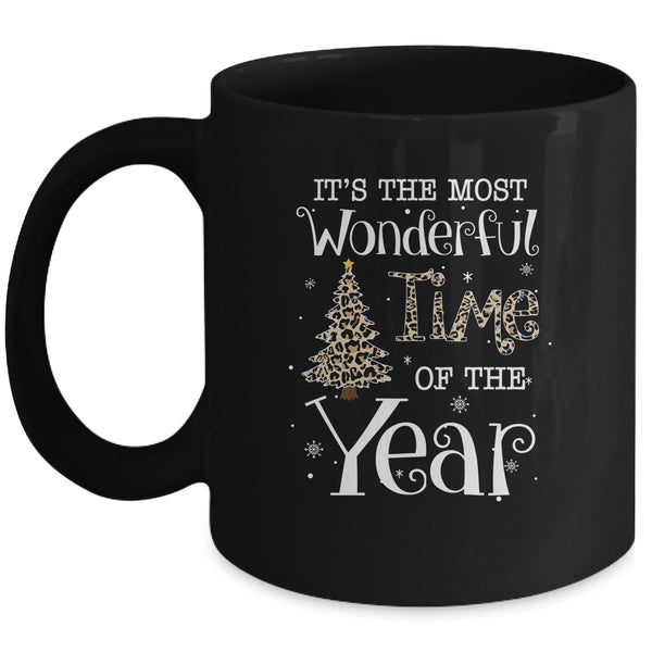 Its The Most Wonderful Time The Year Leopard Plaid Christmas Tree Mug 11oz Mug Black 600x.jpg
