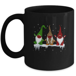 Three Gnomes Wearing Christmas Mask Buffalo Plaid Leopard Mug 11oz Mug Black 600x 1.jpg