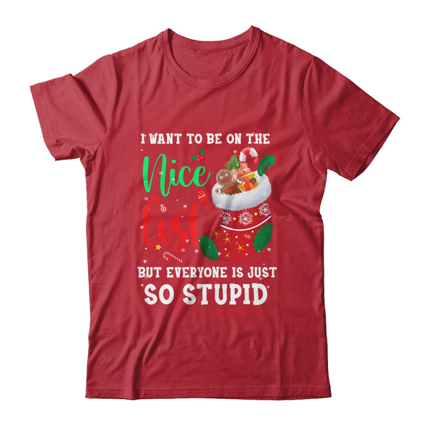 I Want To Be On The Nice List Christmas Naughty Nice List Classic T Shirt Red 600x.jpg