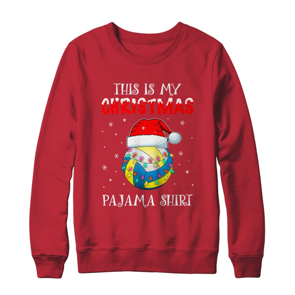 This Is My Christmas Pajama Shirt Gift For Volleyball Lover Crewneck Sweatshirt Red 600x 1.jpg
