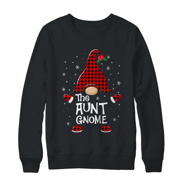Aunt Gnome Buffalo Plaid Matching Christmas Pajama Gift Crewneck Sweatshirt Black 600x 1.jpg