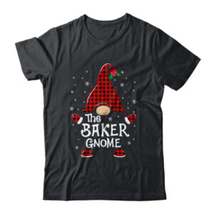 Baker Gnome Buffalo Plaid Matching Christmas Pajama Gift Classic T Shirt Black 600x 1.jpg