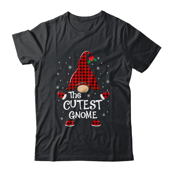 Cutest Gnome Buffalo Plaid Matching Christmas Pajama Gift Classic T Shirt Black 600x.jpg