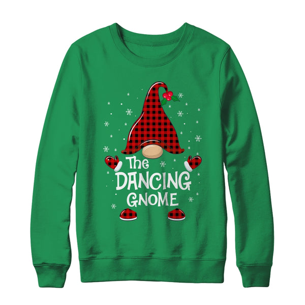 Dancing Gnome Buffalo Plaid Matching Christmas Pajama Gift Crewneck Sweatshirt Irish Green 600x.jpg