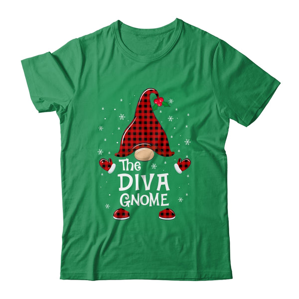 Diva Gnome Buffalo Plaid Matching Christmas Pajama Gift Classic T Shirt Irish Green 600x.jpg